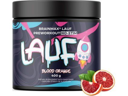 BrainMax LAUF® Preworkout, fără cofeină, portocală roșie, 400 g