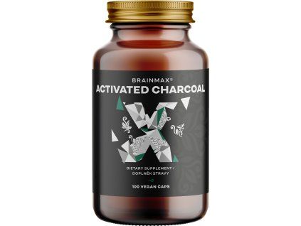BrainMax Activated Charcoal, cărbune activ din coji de cocos, 575 mg, 100 capsule vegetale