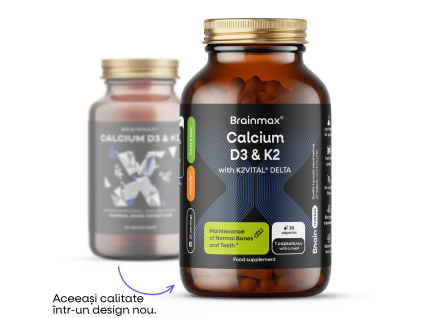 BrainMax Calciu D3 și K2, calciu cu vitamina D3 și K2, 30 capsule vegetale