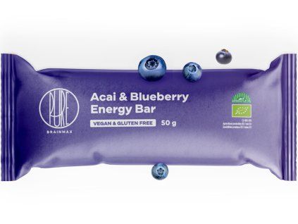 BrainMax Pure® Energy Bar, acai și afine, BIO, 50 g