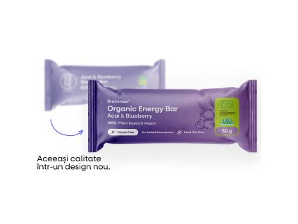 BrainMax® Organic Energy Bar, Acai & Blueberry, 50 g