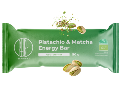 BrainMax Pure® Energy Bar, fistic și matcha, BIO, 50 g