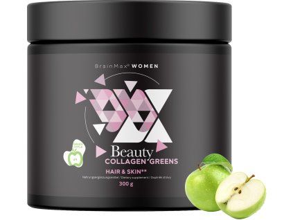 BrainMax Women Beauty Colagen Greens, Măr Verde, 300 g